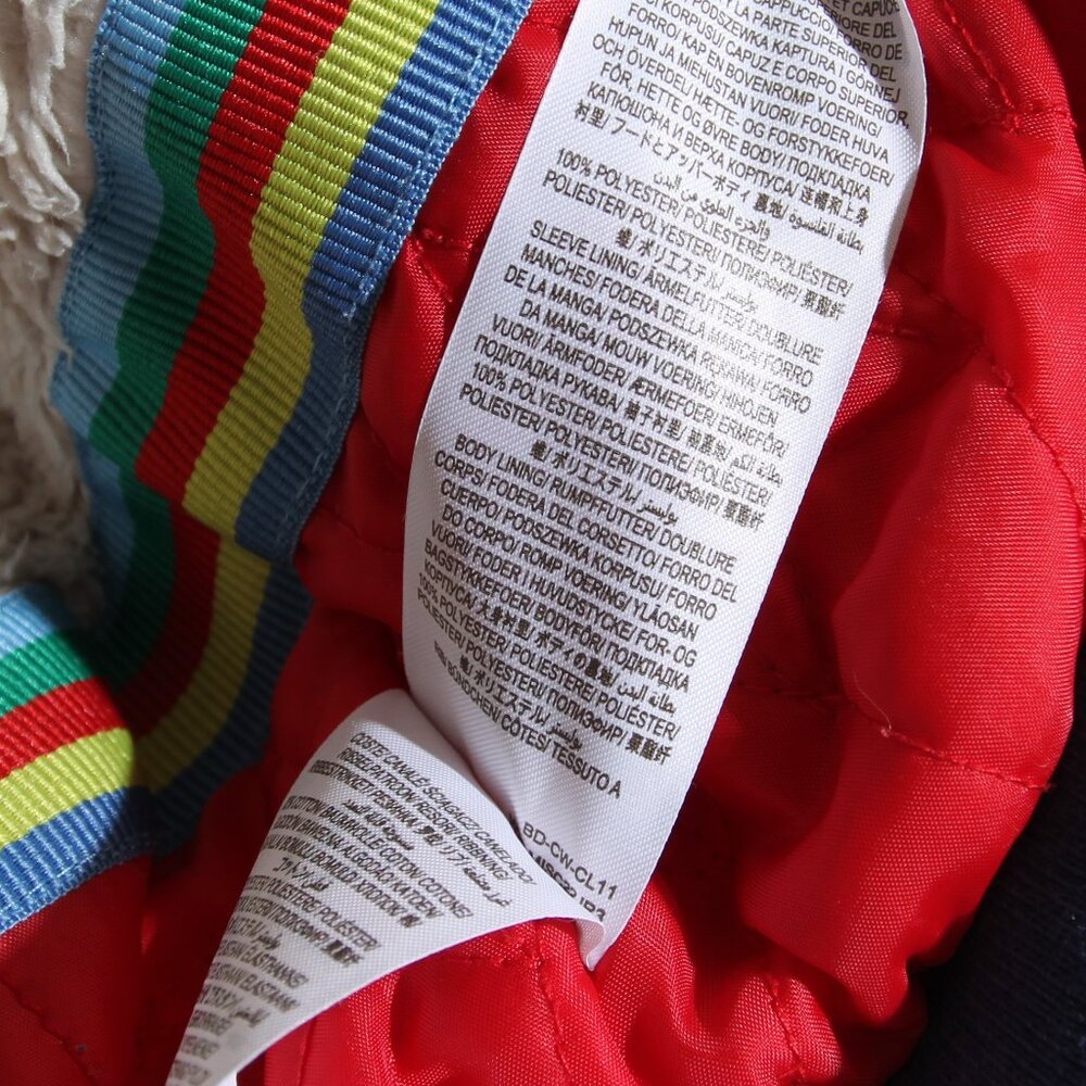 Mini Boden Kids' Stripe Waterproof Puffer Jacket Multi Rainbow Full Zip 2-3Y - Picture 15 of 15